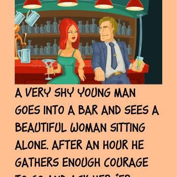 A Very Shy Young Man Goes Into A Bar